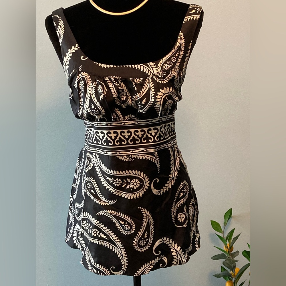 WHBM Silk Blouse Sleeveless Tie-Back Blouse Empire Waist 100% Silk